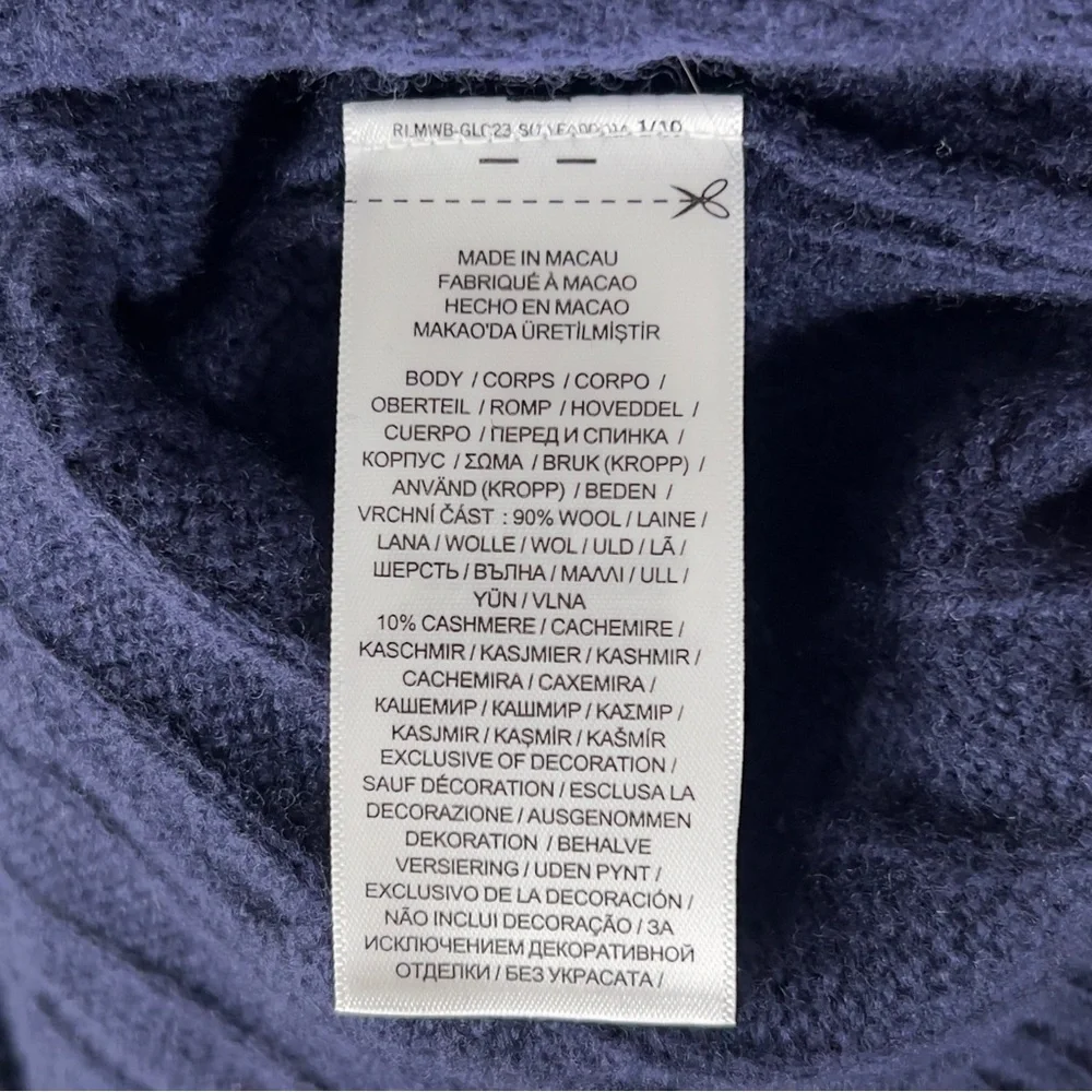 Polo‎ Ralph Lauren Cable-Knit Wool Cashmere V-Neck Sweater Vest Men’s XL Navy